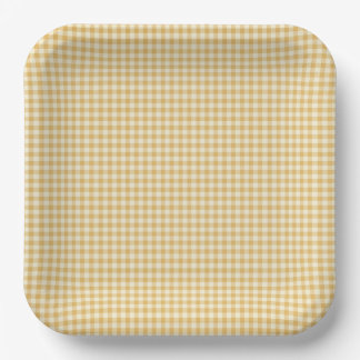 Geschlechtsneutrale gelbe Gingham-Papierplatte Pappteller