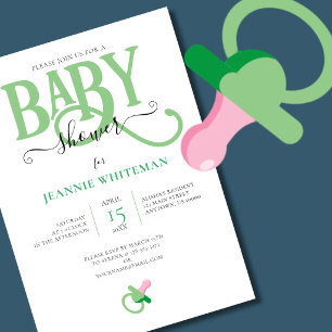 Geschlechtsneutrale grüne Pacifie-Babyparty Einladung