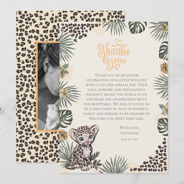 Geschlechtsneutrale Leopard Cub Danke Baby Shower (Vorne/Hinten)