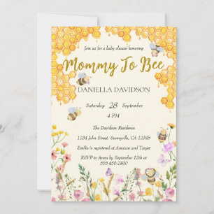 Geschlechtsneutrale Mommy-to-Bee-Blumen-Baby-Party Einladung
