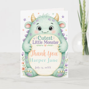 Geschlechtsneutrale Monster-Baby-Party Dankeskarte