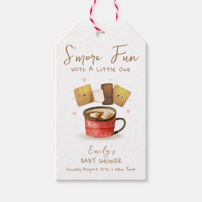 Geschlechtsneutrale S'more Fun Fall Babydusche Geschenkanhänger (Vorderseite)