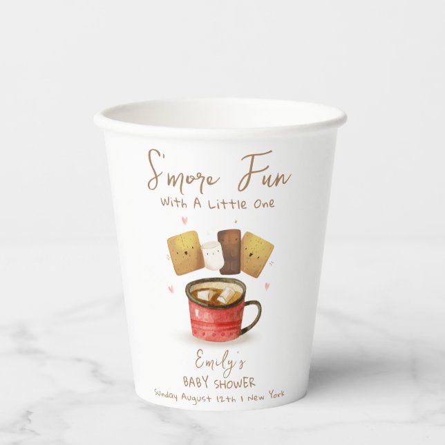 Geschlechtsneutrale S'more Fun Fall Babydusche Pappbecher (Vorderseite)