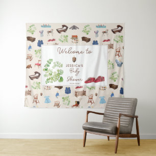 Geschlechtsneutrale Vintage-Kinderzimmertiere Baby Wandteppich