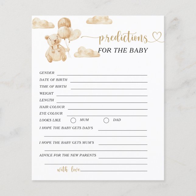 geschlechtsneutrale Vorhersage für die Babykarte (Vorderseite)