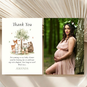 Geschlechtsneutrale Waldtiere Baby Shower Foto  Dankeskarte