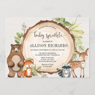 Geschlechtsneutrale Waldtiere Babysprinkle Einladung
