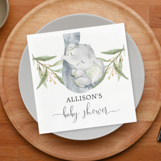 Geschlechtsneutrale Wasserfarbe des Babyelefons Serviette (Von Creator hochgeladen)