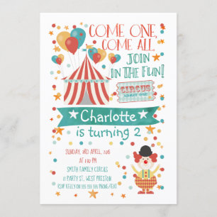 Geschlechtsneutraler Zirkus Geburtstagseinladung Einladung