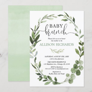 Geschlechtsneutrales Babybrunch Eukalyptus foliage Einladung