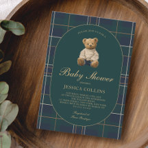 Geschlechtsneutrales Blau Grün Teddybär Babyparty