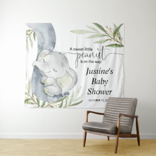 Geschlechtsneutrales Elefanten-Baby-Shower-Hinterg Wandteppich