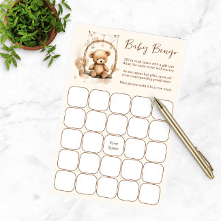 Geschlechtsneutrales Teddy-Bär-Baby-Shower-Bingo
