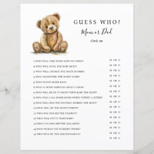 Geschlechtsneutrales Teddybär-Baby-Shower-Spiel