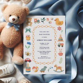 Geschlechtsneutrales Vintage-Spielzeug Baby Shower Einladung