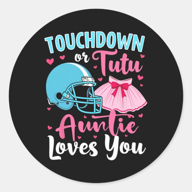 Geschlechtsspezifische Touchdown- oder Tutu-Lieben Runder Aufkleber (Vorderseite)