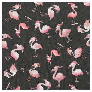 Geschleuderte Weihnachtsflamingos auf Schwarz Stoff