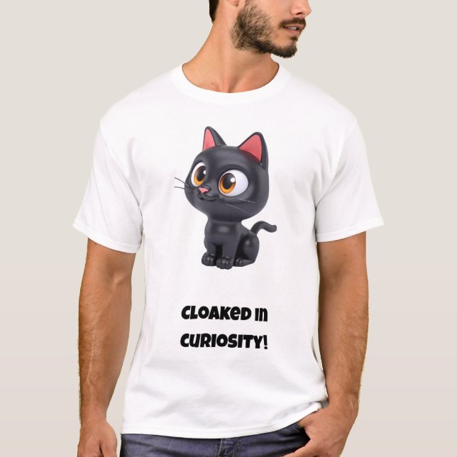 Geschlossen in Neugier! Funny Cat T-Shirt (Vorderseite)