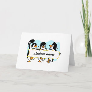 Geschlossen Pinguine mit Banner Karte