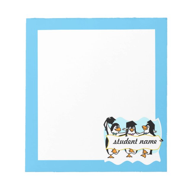 Geschlossen Pinguine mit Banner Notizblock (Vorderseite)