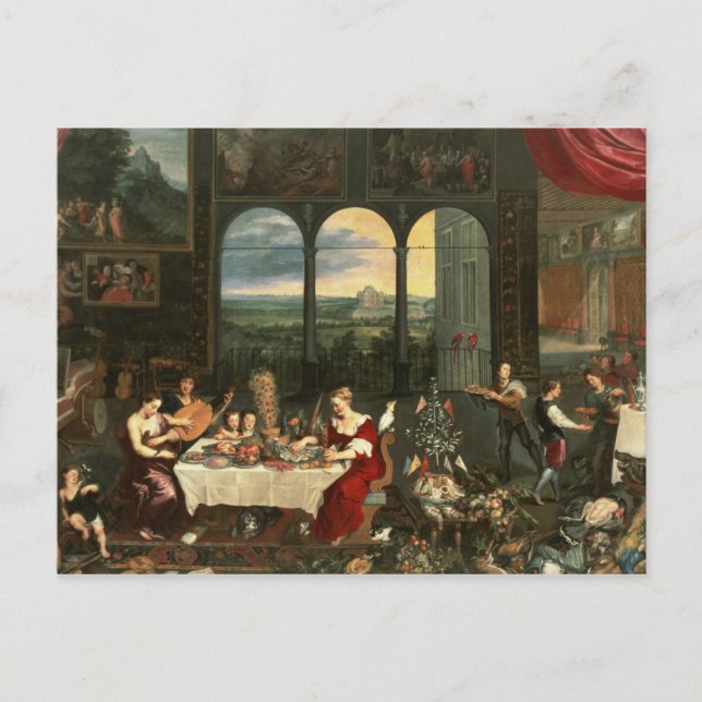 Geschmack, Anhörung und Touch, 1618 Postkarte (Vorderseite)