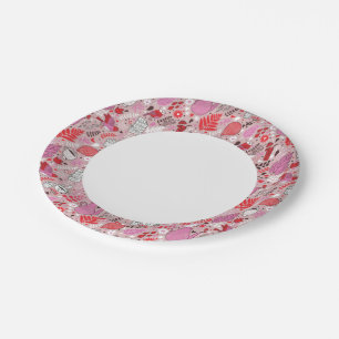 Geschmackliches Muster mit Vögeln und Blume Pappteller