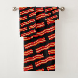 Geschmackvolle Bacon Strips Muster Badhandtuch Set