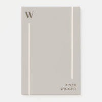 Geschmackvolle Nebel Grau & Braun Monogramm & Name