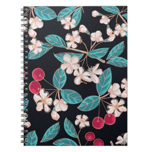 Geschmackvolle, saftige Kirschen. Nahtloser Hinter Notizblock