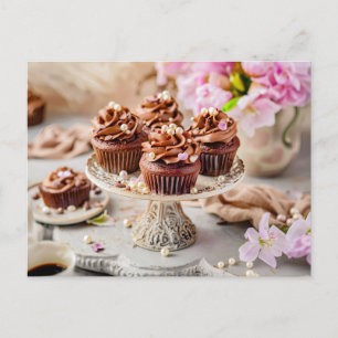 Geschmackvolle Schokolade Cupcakes Birthdaycake Feiertagspostkarte