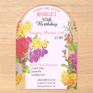 Geschmackvoller 50. Geburtstag transparent chic Acryleinladungen