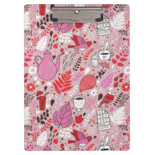 Geschmackvolles Muster mit Vögeln und Blumen Klemmbrett