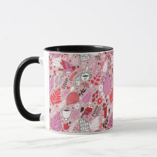 Geschmackvolles Muster mit Vögeln und Blumen Tasse