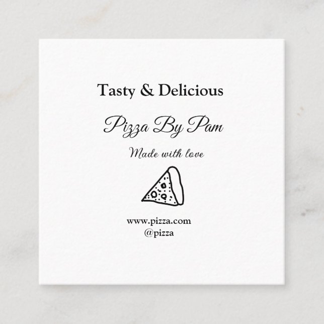 Geschmackvolles Pizzeria mit Liebe gekocht Quadratische Visitenkarte (Vorderseite)