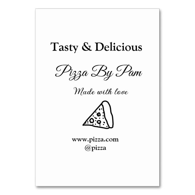 Geschmackvolles Pizzeria mit Liebe gekocht Tischnummer (Vorderseite)