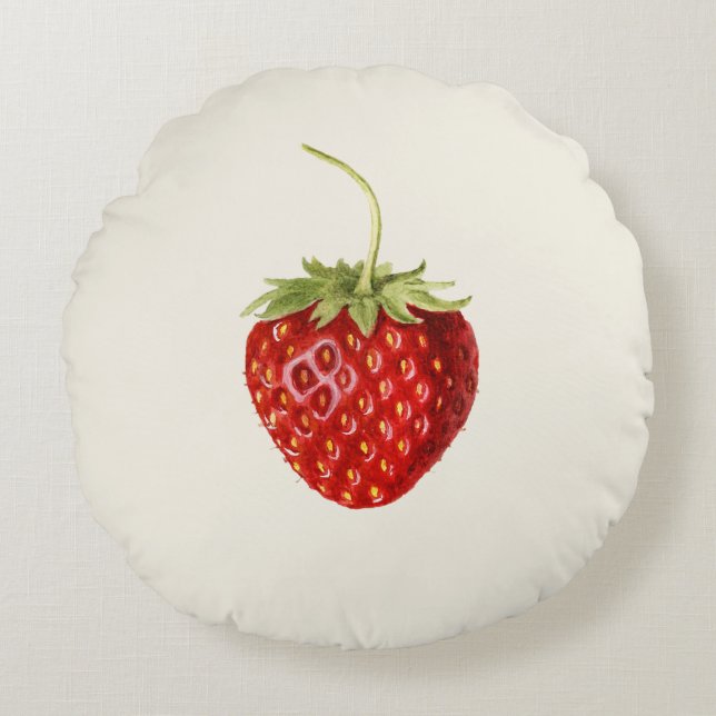 Geschmacky Red Strawberry (von Louis C.C. Krieger) Rundes Kissen (Vorderseite)