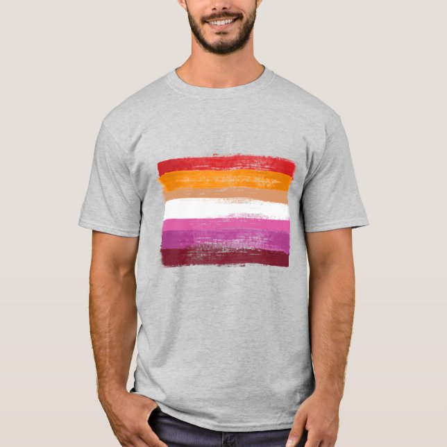 GESCHMALTETE LESBISCHE STREIFEN DER FLAGGE SUNSET T-Shirt (Vorderseite)