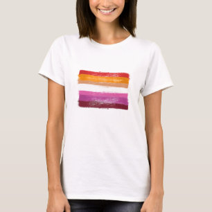 GESCHMALTETE LESBISCHE STREIFEN DER FLAGGE SUNSET T-Shirt