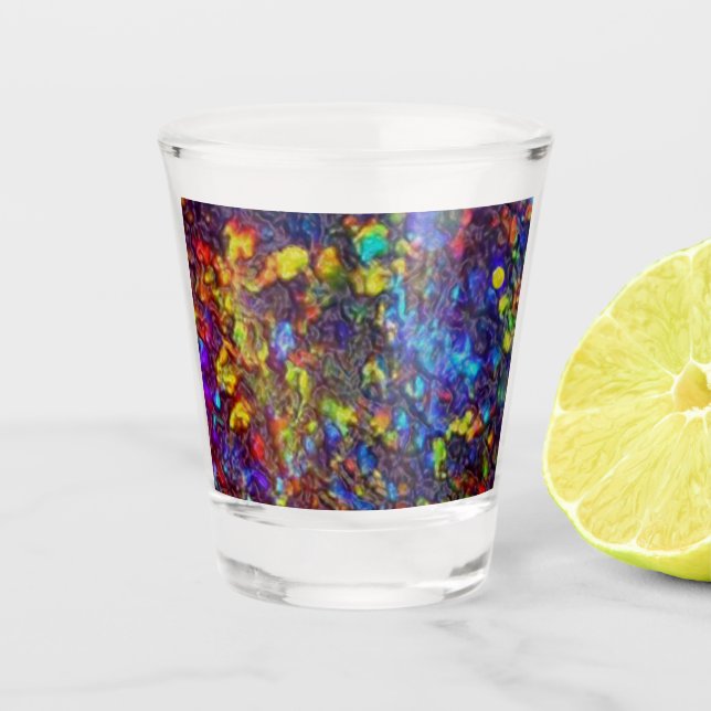 Geschmolzene farbige Wachse - Schnapsglas (Vorderseite)