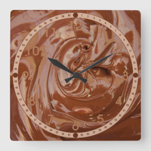 Geschmolzene Schokolade Quadratische Wanduhr