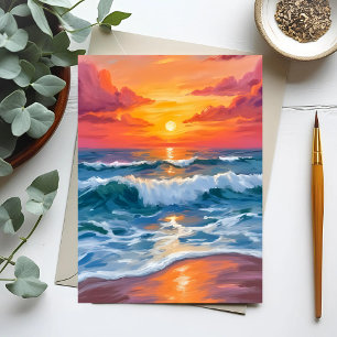 Geschmolzener Horizont Ozeanwellen Sonnenunterga Postkarte