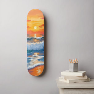 Geschmolzener Horizont Ozeanwellen Sonnenunterga Skateboard