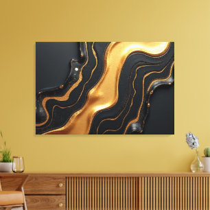 Geschmolzenes Gold Drift – Luxe 36x24 Fluid-Abstra Leinwanddruck