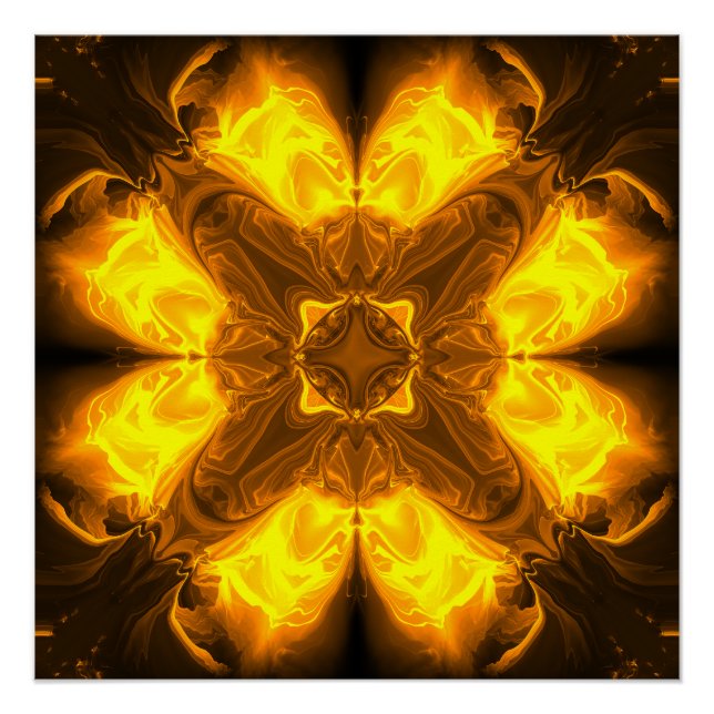 Geschmolzenes Gold Solar-Fraktal-Kunst Poster (Vorderseite)