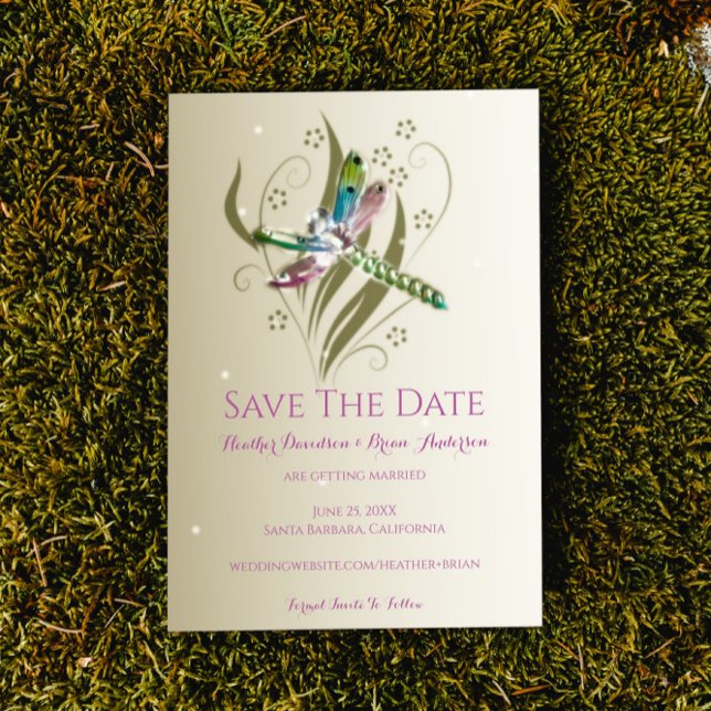 Geschmückte Libelle Save The Date Ankündigung (Jeweled Dragonfly Save the Date Wedding Announcement)