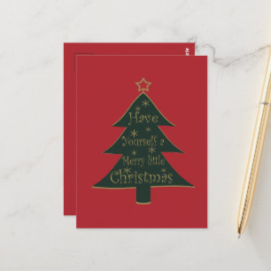 Geschmückte moderne frische Weihnachtannenbäume Postkarte