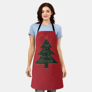Geschmückte moderne frische Weihnachtannenbäume Schürze