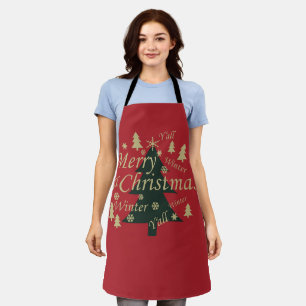 Geschmückte moderne frische Weihnachts-Tannenbäume Schürze