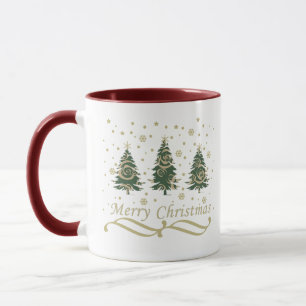 Geschmückte moderne Weihnachtskiefern Tasse