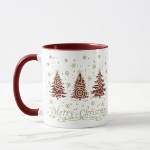 Geschmückte moderne Weihnachtskiefern Tasse